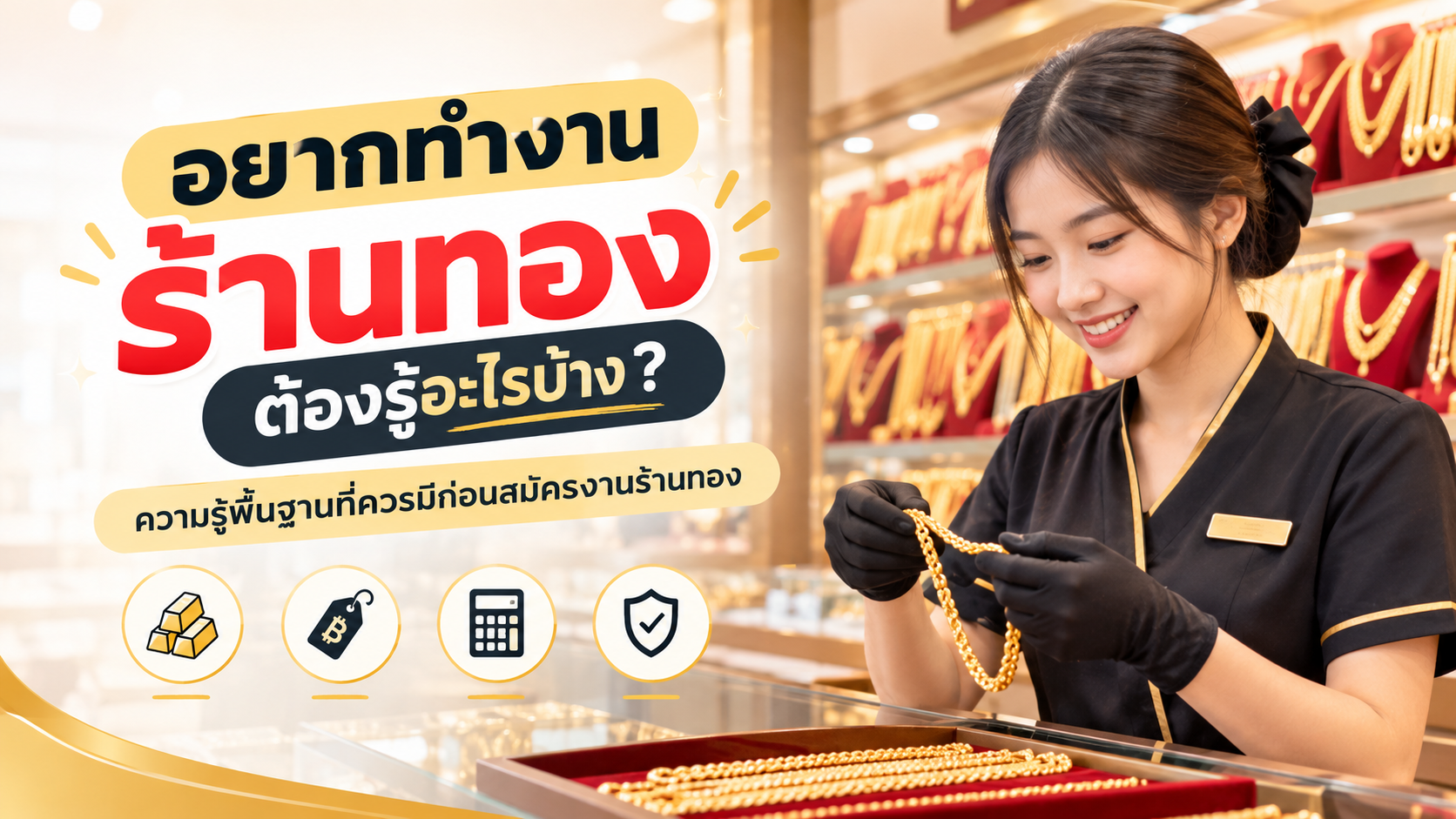 อยากทำงานร้านทอง ต้องรู้อะไรบ้าง? ความรู้พื้นฐานที่ควรมีก่อนสมัครงานร้านทอง