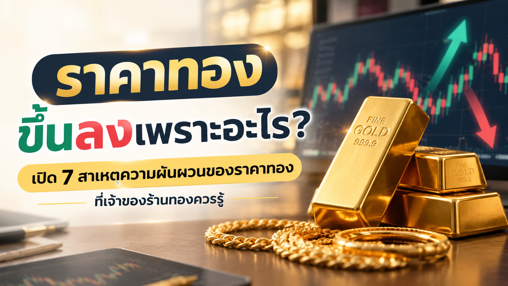 ราคาทองขึ้นลงเพราะอะไร? เปิด 7 สาเหตุความผันผวนของราคาทองที่เจ้าของร้านทองควรรู้