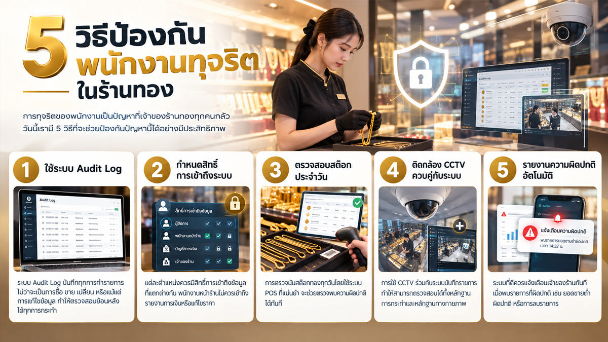 5 วิธีป้องกันพนักงานทุจริตในร้านทอง